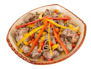 Asian style noodle with pork , spicy and yummy delicious