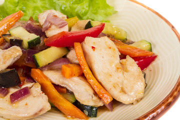 Grilled vegetables and chicken fillet