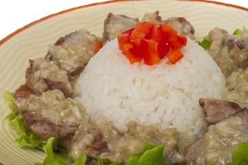 Rice and pork japanese style