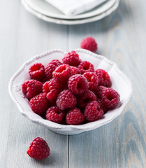 Bowl of juicy raspberries