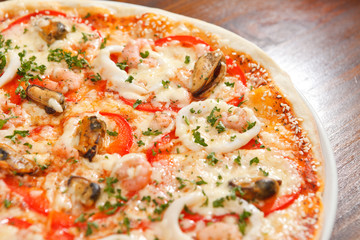 Seafood pizza