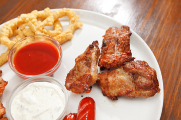 Appetizer plate with dipping sauces