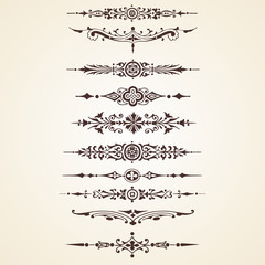 Vintage decorative ornaments text dividers set