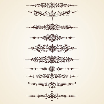 Vintage decorative ornaments text dividers set