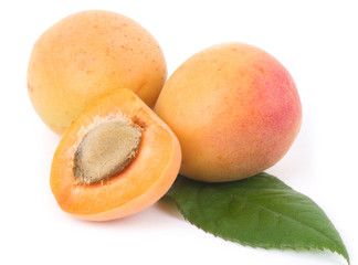 Tasty fresh peach on white background