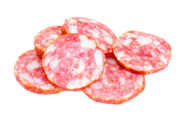 Meat product.Sausage isolated on  white  background