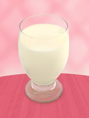 Glass of Milk - Pink Background