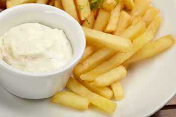 french fries with sauce