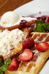 Waffles with strawberry