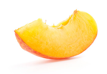 Slice peach, isolated on white background