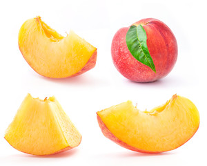 Peach and Slice, isolated on white background