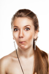 Young woman plays the fool