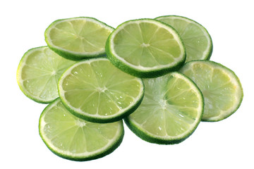 lime slices isolated on white