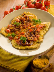 escalope with curry onions and tomatoes