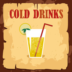 Cocktail glass with citrus on vintage background
