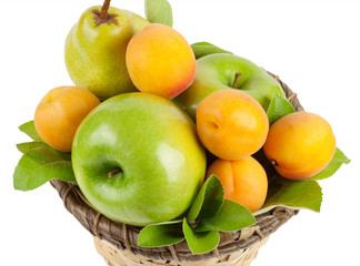 The ripe fruits in the spring basket
