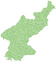 Map of North Korea in a mosaic of green squares