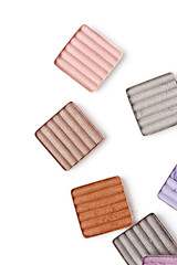 colorful eyeshadow on white background