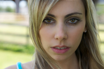 Fototapeta premium Very Close Up Portrait of attractive woman model.