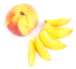 ripe peach isolated on white.