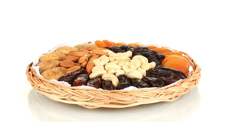 different dried fruits isolated on white