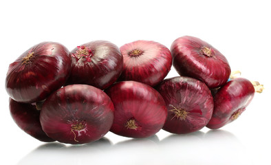 bunch of red onion isolated on white