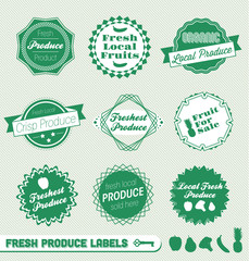 Vector Set: Fresh Organic Produce Labels