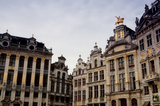 Ancient buildings in the center of Brussels, Belgium