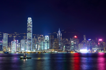 Obraz premium Hong Kong Skyline w nocy