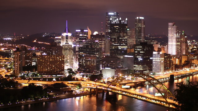 Pittsburgh Skyline Time Lapse Night