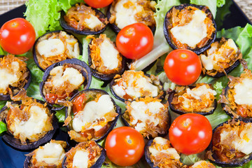 baked eggplants with tomatoes and cheese