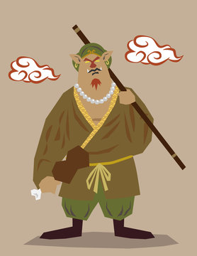 ブタさん　スキ　クワ　ストラップ　猪八戒　西遊記 西遊記の猪八戒はハニートラップで天界から落とされブタにされたのか