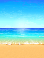 Seascape vector illustration. Paradise beach.