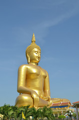 Obraz premium Golden Buddha statue at Wat Muang in Angthong, Thailand