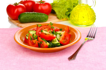 Fresh salad with tomatoes and cucumbers