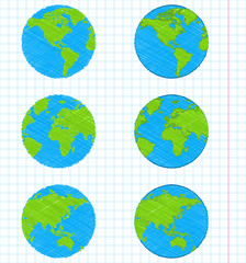 Doodle earth globes set
