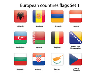 buttons with European countries flags set 1