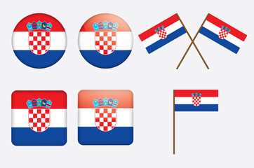set of badges with flag of Croatia vector illustration