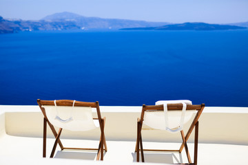 Very romantic view for couple, Santorini, Greece
