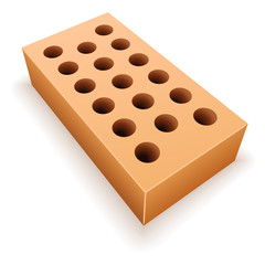 Red brick isolated on white background