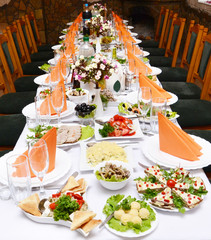 Catering food at a wedding party