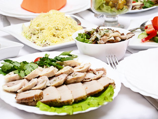 Catering food at a wedding party