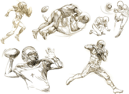 american footbal,different snapshots (hand drawing collection)