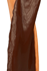 close up view of cross-flowing caramel and chocolate