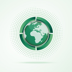 Green logo with world map