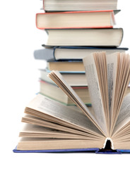 books on white background close-up