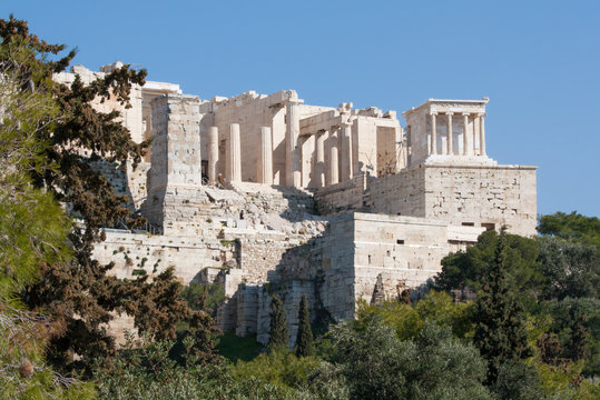 Ancient ruins on Acropolis of Athens, Greece