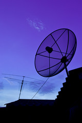 Satellite Dish and Antenna TV on Sunset Time