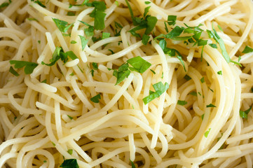 spaghetti with garlic, olive oil and with parsley