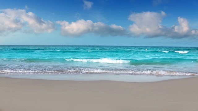 idyllic shore beach with turquoise water and white sand